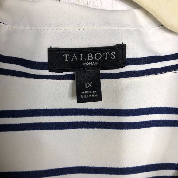 Talbots Womens Blue Striped Button Down Shirt 1X - Picture 3 of 4